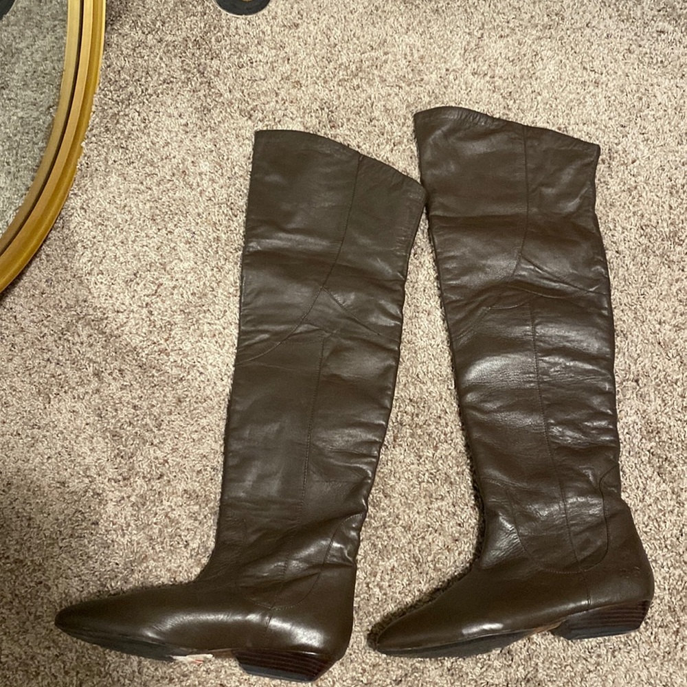 Lucky Brand brown over the knee leather boots 8.5